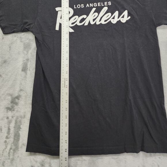 Young & Reckless Los Angeles Crew Neck Short Sleeve Logo Tee Size L Black White - Picture 5 of 7